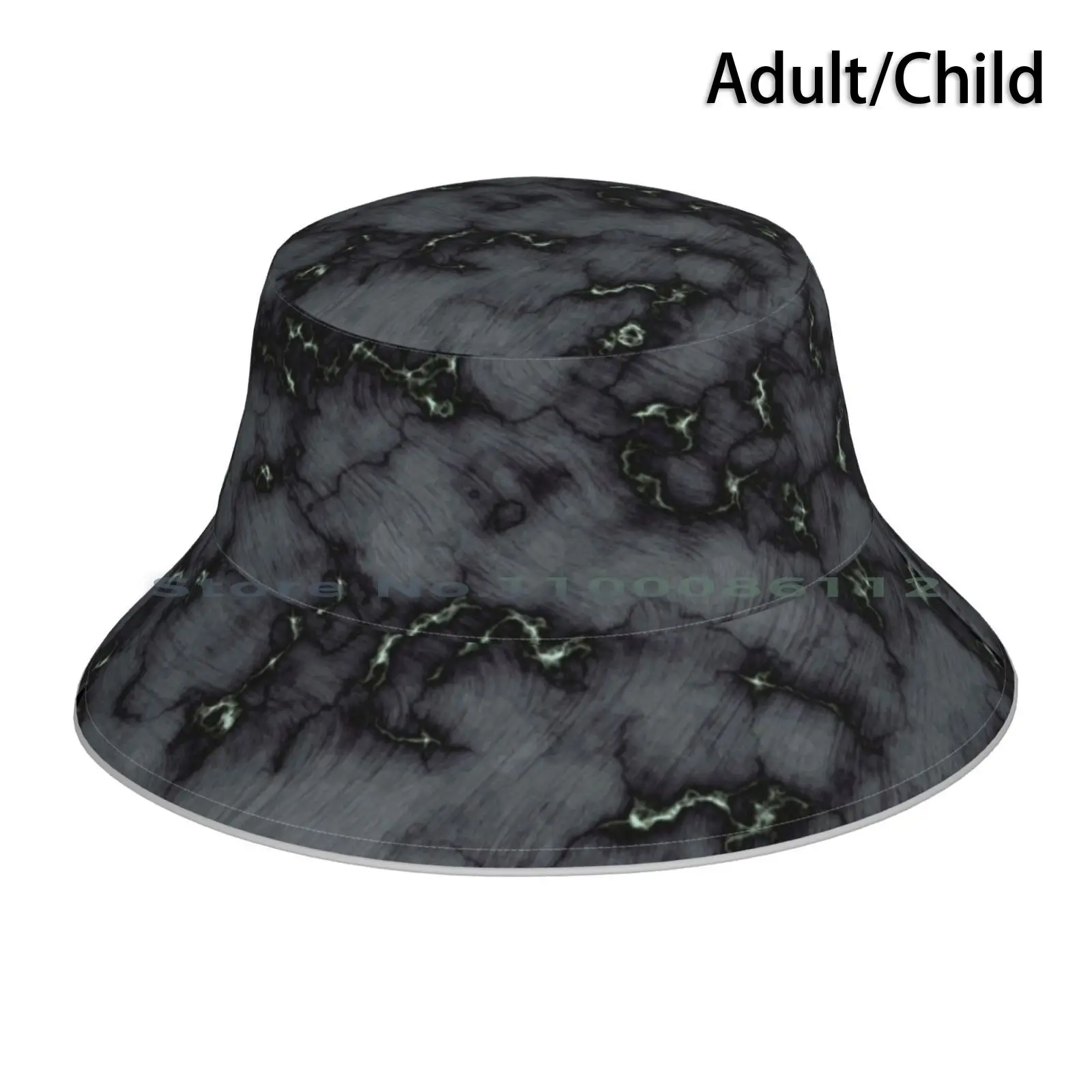 Dramatic Night Velvet Marble Bucket Hat Sun Cap Black Marble Dark Stormy Striking Velvet Leather Grey Gray Marbled Cararra