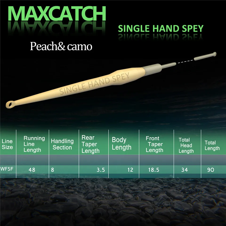 Maximumcatch Single handed Spey Fly Fihsing Line WF3F-8F 90ft With 2 welded loops peach/camo Fly Line