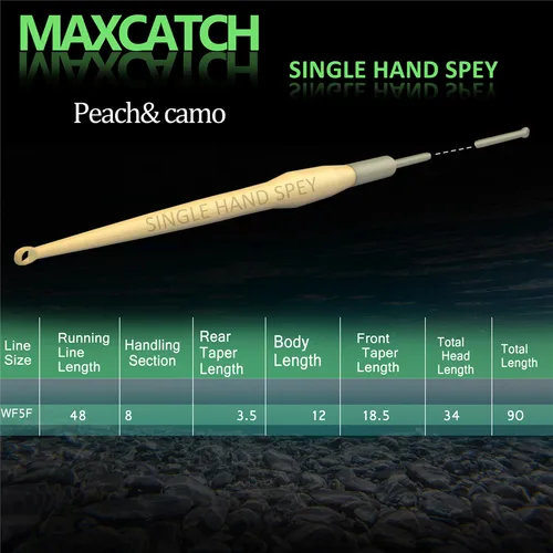 Imagen 2 del producto Maximumcatch-línea de pesca con mosca para una sola mano, WF3F-8F de 90 pies con 2 bucles soldados, línea de mosca de melocotón/camuflaje