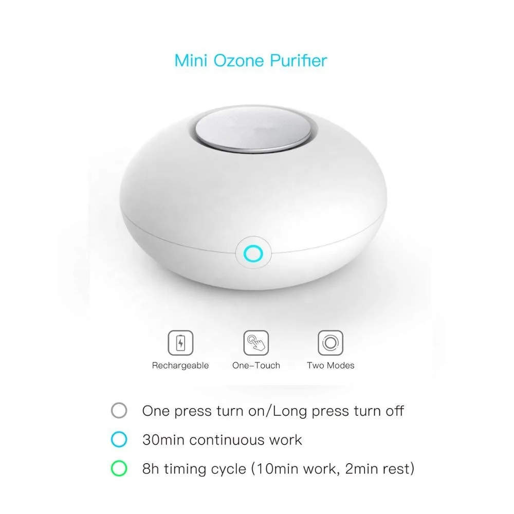 Portable Mini Ozone Generator Deodorizer Car Air Purifier Clear USB Rechargeable fridge Purifier vegetable fruit sterilizer