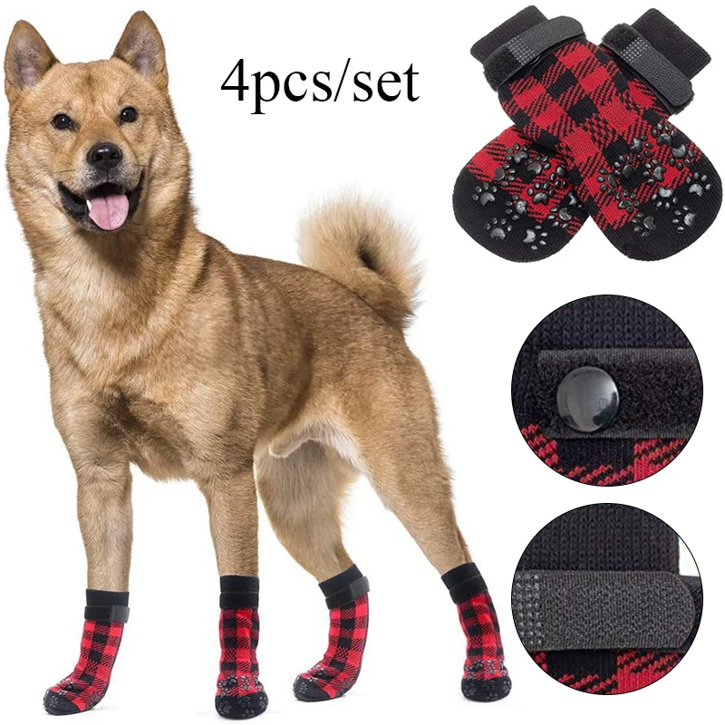 Pet Socks Christmas Socks Non-slip Sock Warm Socks Dog Sock Cute Comfortable Non-slip Warm Plaid Halloween Cosplay Pet Costume