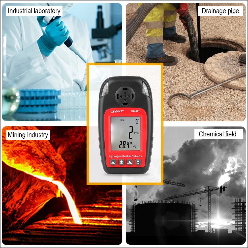 RZ Hydrogen Sulfide Detector Independent H2S Gas Sensor Warning-up High Sensitive Poisoning Alarm Detector