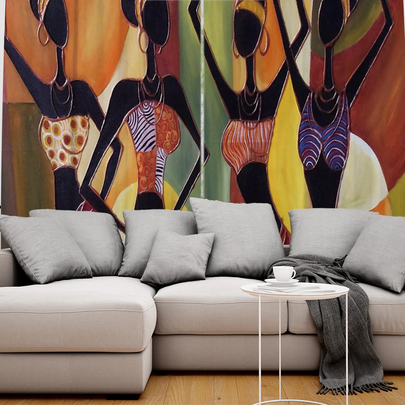 African Women Mural Window Curtains Living Room Outdoor Fabric Drapes Curtain Home Decor