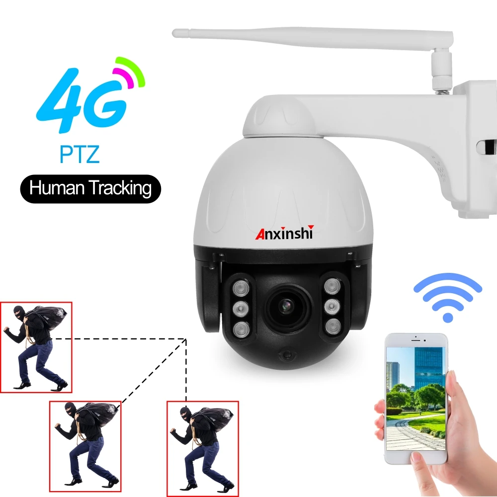 

H.265 PTZ SIM Card 4G Camera WIFI 8MP 5MP 2MP Human Tracking Outdoor Security Video Surveillance Camera 4K Two-way Audio SD Card