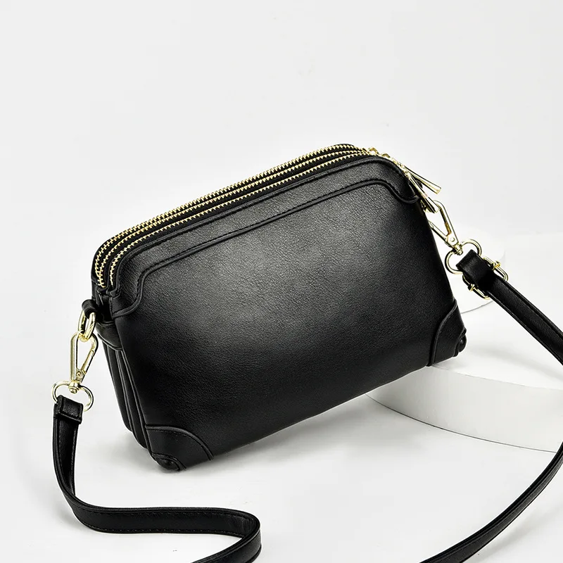 2021 new middle-aged female bag mother bag Korean version large capacity multi-layer soft leather shoulder messenger bag