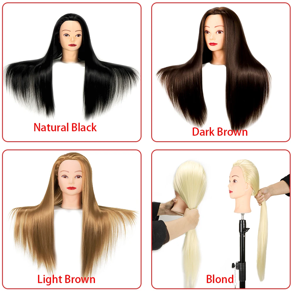 Head Dolls For Hairdressers 65cm Hair Synthetic Mannequin Head Hairstyles Female Mannequin Hairdressing Styling Training Head