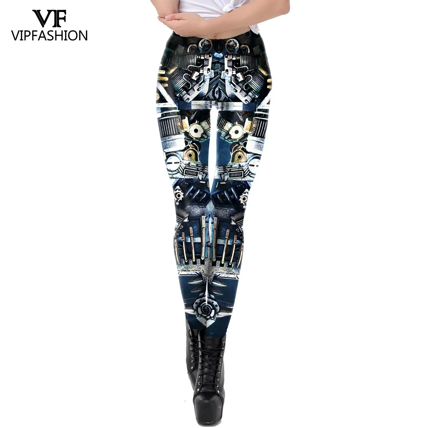 VIP FASHION-Leggings Punk con personalidad para mujer, pantalones largos de cintura media, mallas ajustadas sexys para Fitness, Leggings con estampado 3D