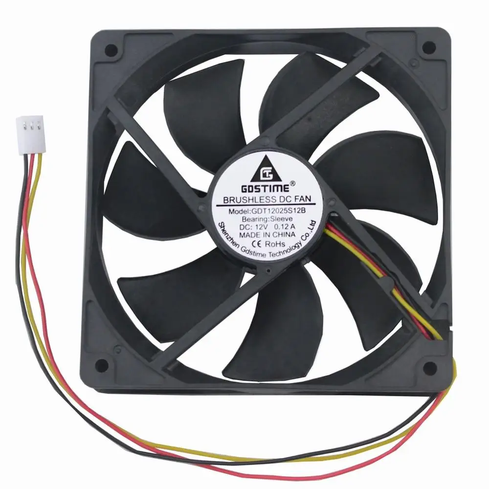 50 pcs GDT 12025 120mm 120x25mm 12cm Cooling Fan DC 12V Brushless Case Cooler Speed Controller Fan