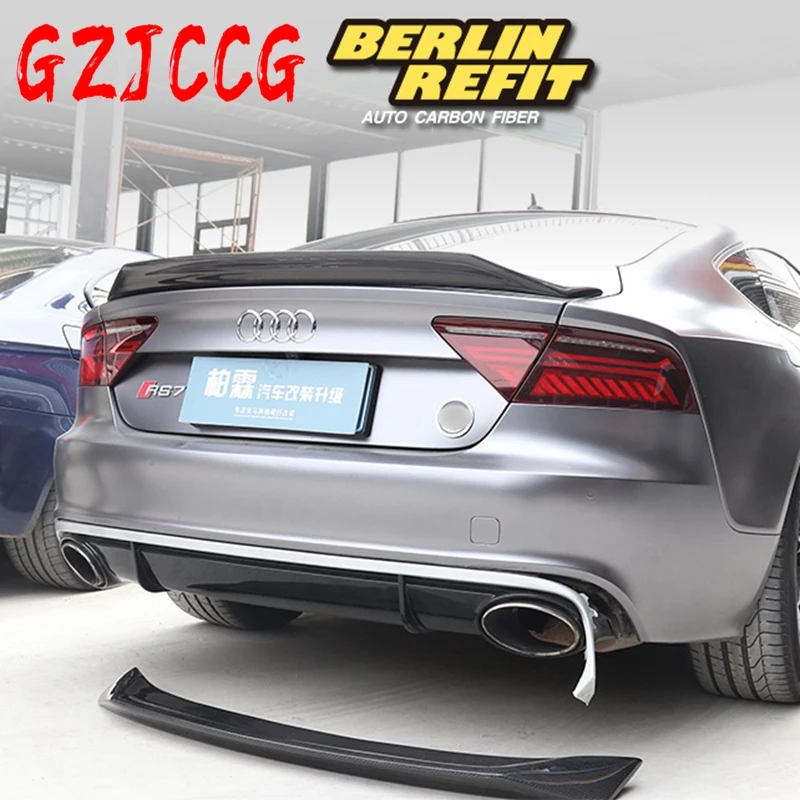 Carbon Fiber CAR REAR WING TRUNK LIP SPOILER FOR AUDI A7 S7 RS7 2013 2014 2015 2016 (karztec style)