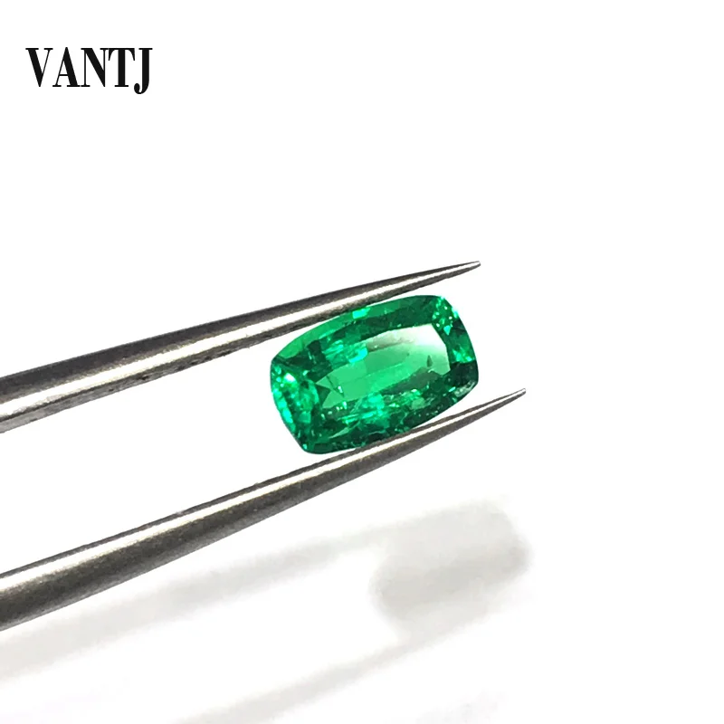 VANTJ Hydrothermal Created Emerald Lab Grown Loose Gemstone Cushion Cut Diy for Silver Gold Women Jewelry Random Delivery