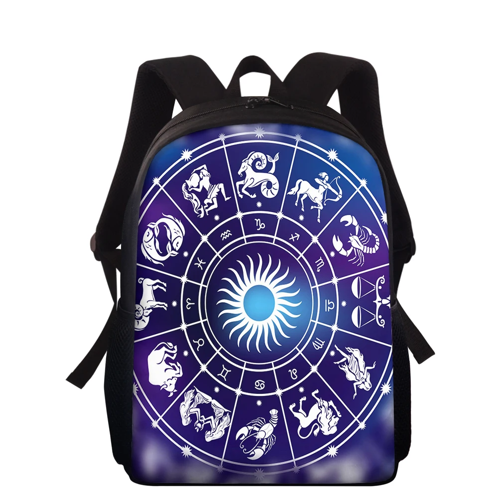 15Inch Children School Bags 12 Constellation Printing Backpack For Women Men Girls Boys Schoolbag Kids Travel Satchel Fashion