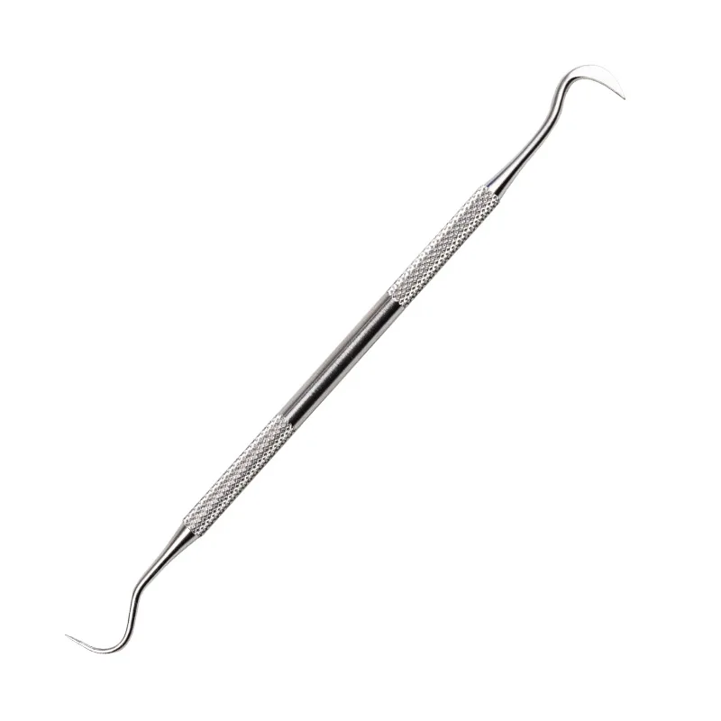 Removedor de sarro curvo de doble punta para dentista, herramienta de limpieza Dental, raspador de acero inoxidable, removedor de placa de cálculo