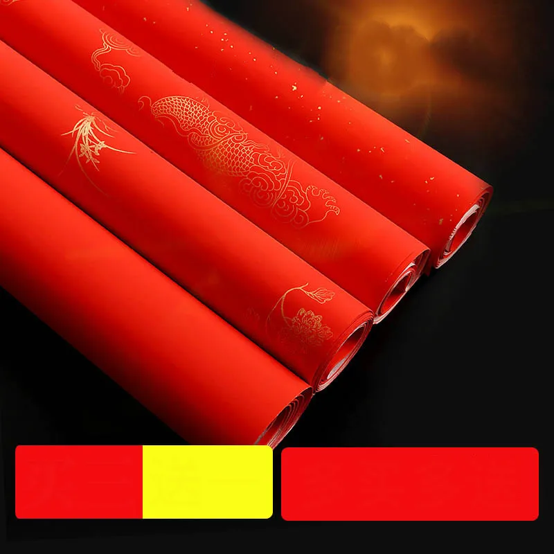 Chinese Spring Festival Calligraphy Paper Thicken Red Xuan Paper Chinese New Year Paper Cutting Red Xuan Papier Rijstpapier