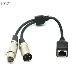 RJ45 RJ9 Ethernet Female to 3 Pin XLR Female and Male Adapter Converter Cable 25cm