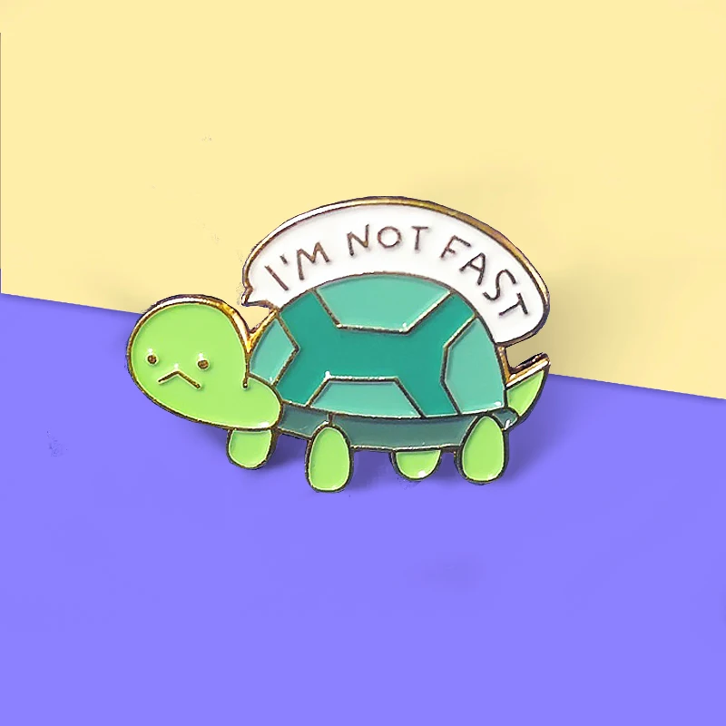 Tortoise Turtle Brooches I'M NOT FAST Turtle Animal Badges For Women Enamel Pins Lapel Pin Bag Badge Jewelry brooch BroscheCC164