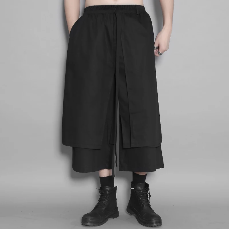 Men's Pants Black Simple Spring And Summer New Large Personalized Double Seam Casual Pants Men's Wide Leg Pants Fashion Trend