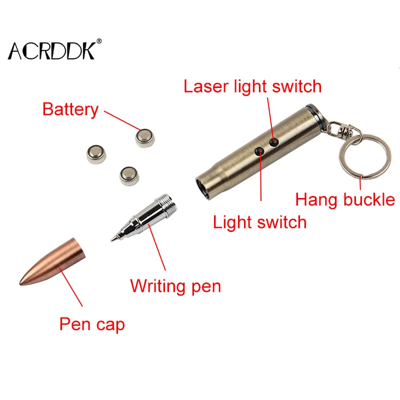 4 In 1 Multifunctionele Outdoor Zelfverdediging Zaklamp Bullet Vormige Pen Survival Edc Laser + Licht + Hamer + balpen Zelfverdediging Fc