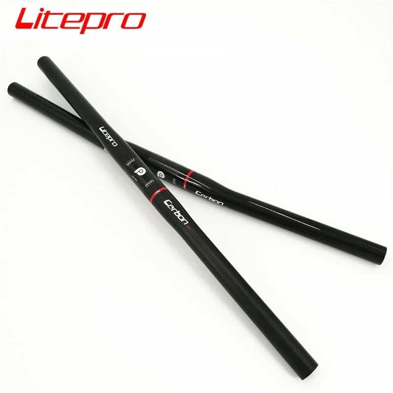 Litepro Bicycle Carbon Fiber Handlebar 25.4mm * 540mm Ultralight Horizontal Handlebar Folding Bike Accessories