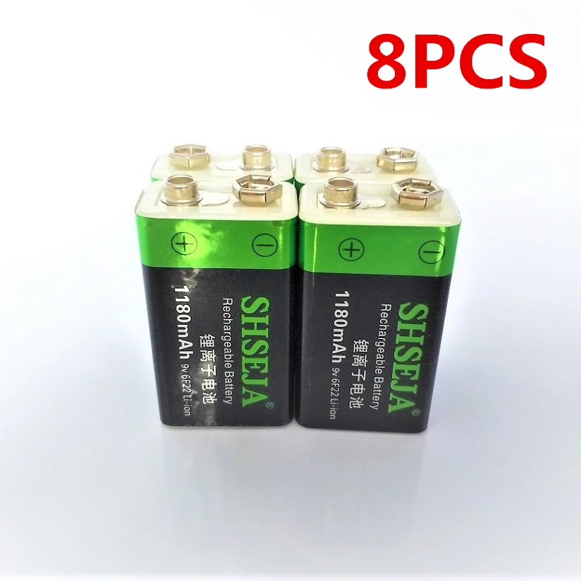 

8pcs/lot 1180mAh 9V lithium ion battery 6F22 USB rechargeable battery instrumentation toy rechargeable battery free shipping