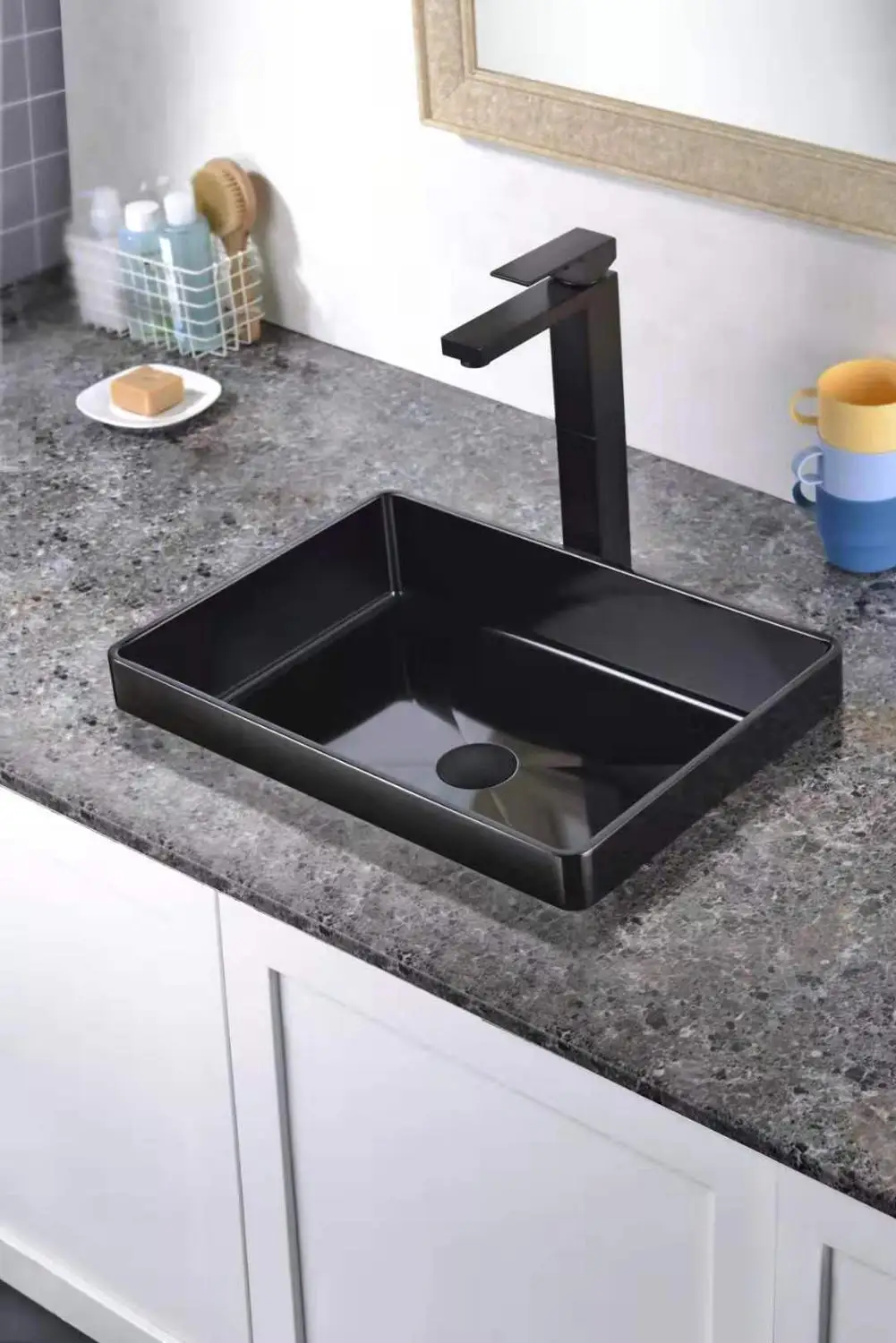 

Luxury bathroom sink Matte black sit-on mount handmade wash basin 304 Stainless steel Vessel sink top quality basin sink