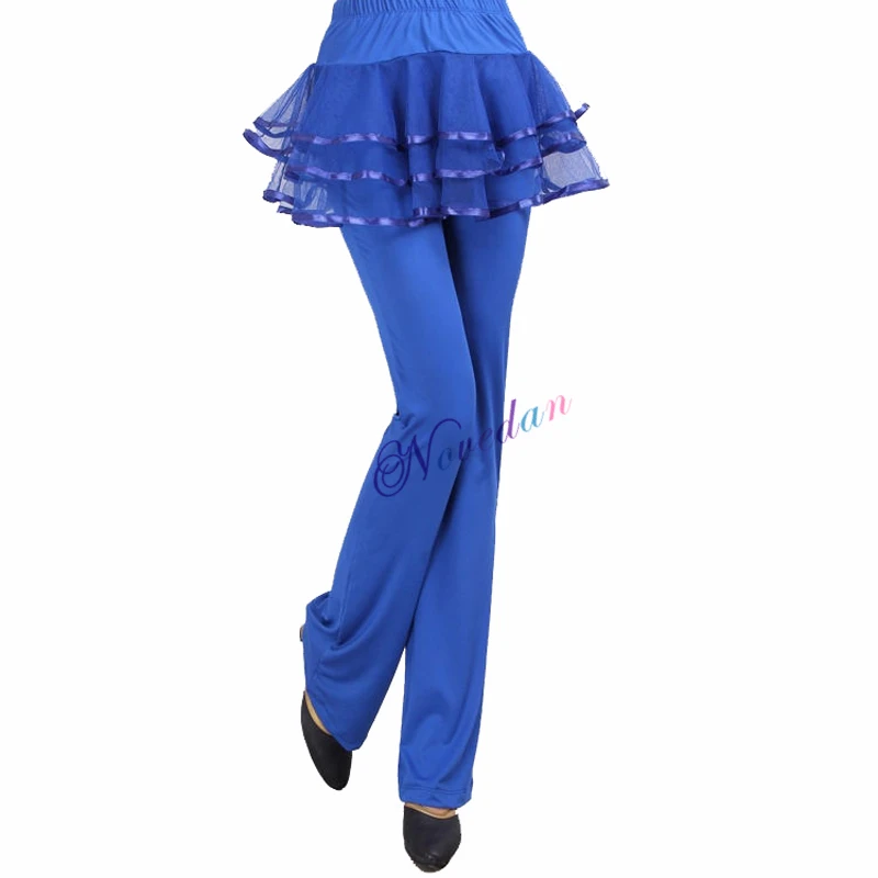 New Professional Latin Dance Pants Women/Female Ballroom Dance Pants Square Salsa Tango Rumba Samba Latin Trousers With Skirt