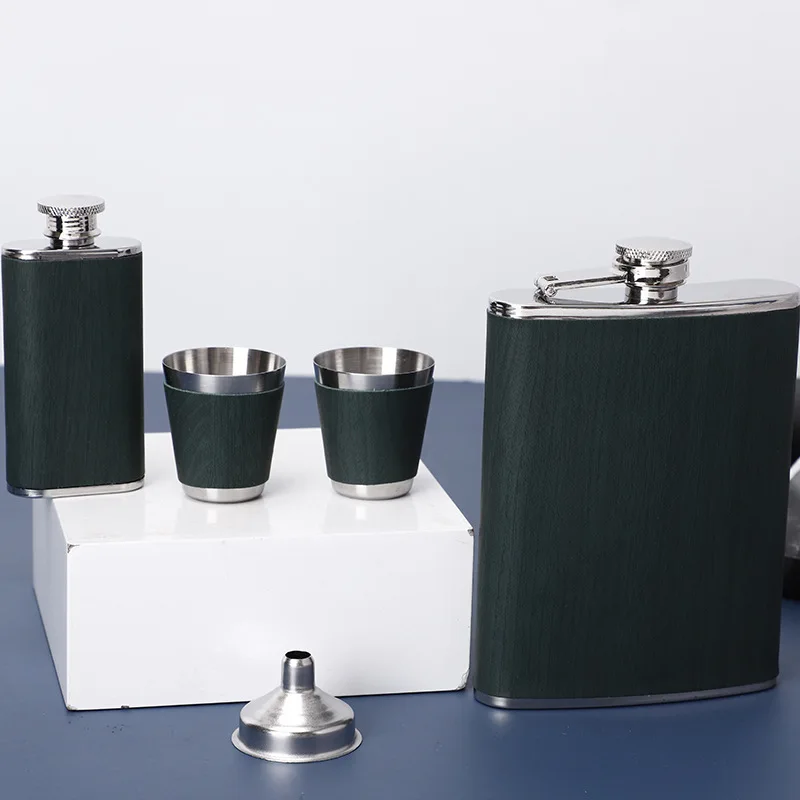 301-400ml 2 flasks Portable Flagon Hip Flask set with cups for Whiskey Vodka Wine Pot Alcohol outdoor gift Drinking Bottle