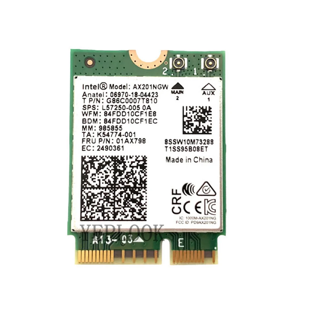 WiFi 6 Wifi Card AX201 AX201NGW 3000Mbps Dual Band 2.4Ghz/5Ghz 2.4Gbps 2400Mbps+574Mbps M.2 Key E CNVio 2 Wireless Card