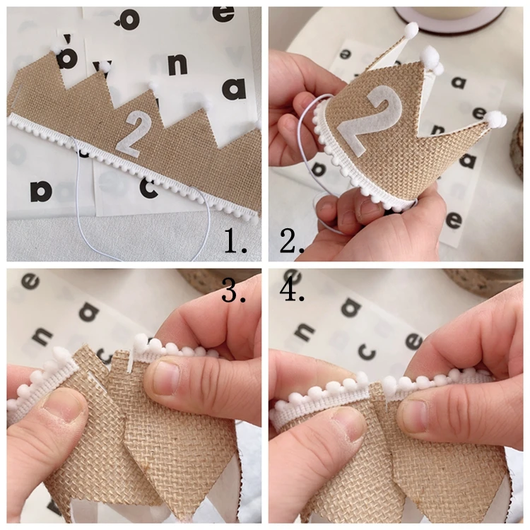 Burlap Crown Baby 1st Birthday Party Head Decoration Linen Felt Crown Hat