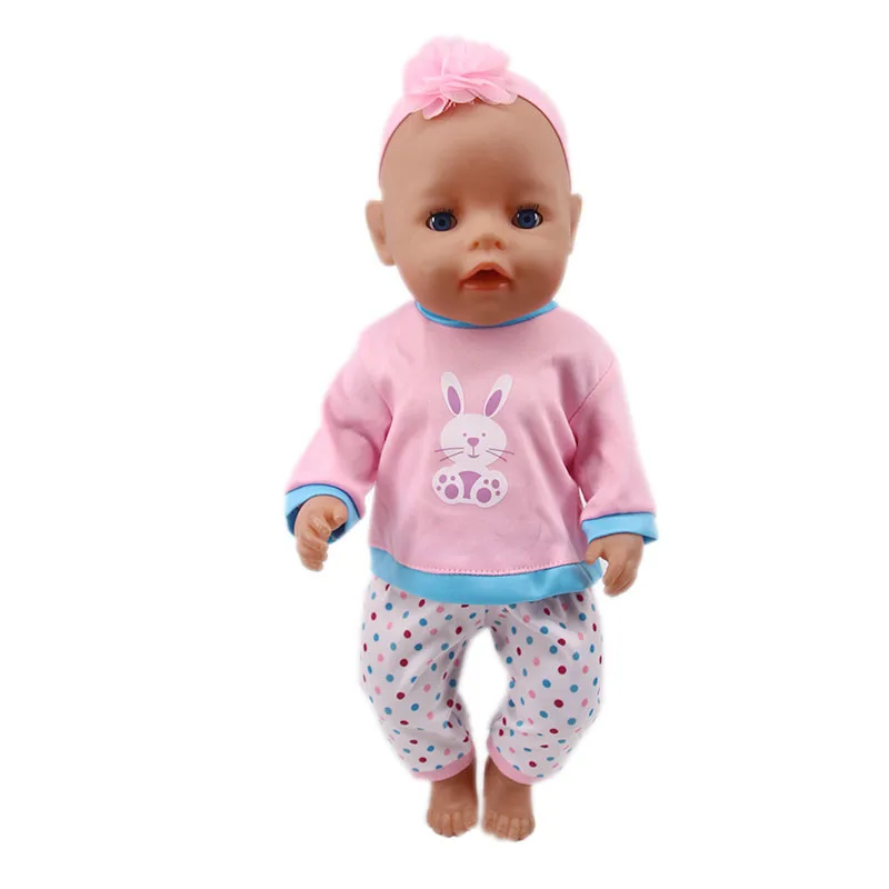 Swimsuit Clothes For Dolls Flamingo T-shirts Pants Handmade Accessories  Fit 18 Inch American Girls&43cm New Reborn Baby Doll