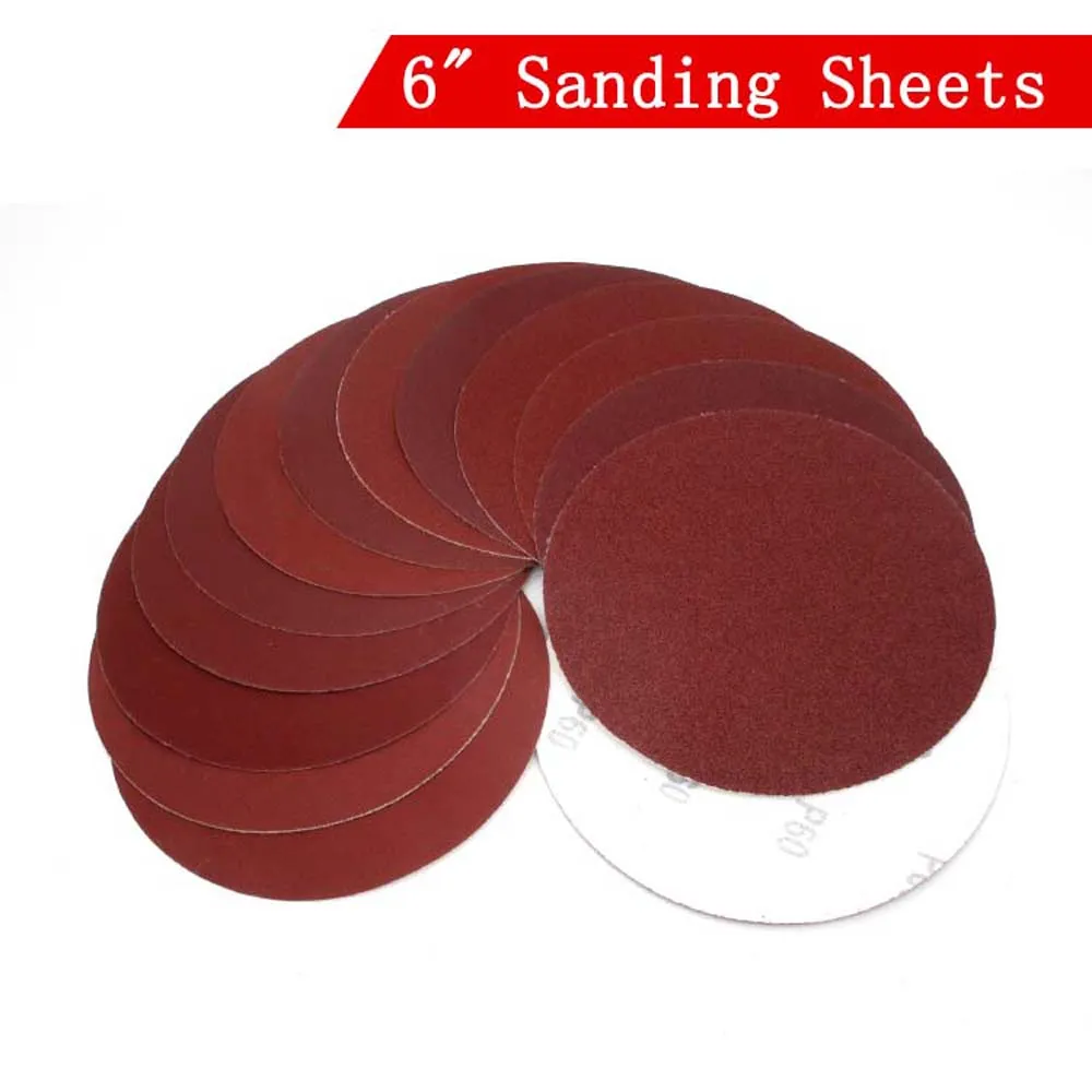 50PCS 샌드페이퍼-6 인치 150MM 샌딩 시트 건식 그라인딩 샌드페이퍼 연마지 60 ~ 1200 그릿 샌딩 폴리싱용