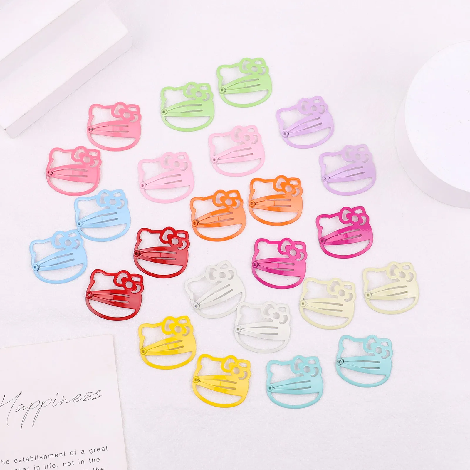 12PCS/batch Candy Color Cute Cat Irregular Hairpin Sweet Girl Handmade Hairpin Boutique Headdress Children\'s Hair Accessories