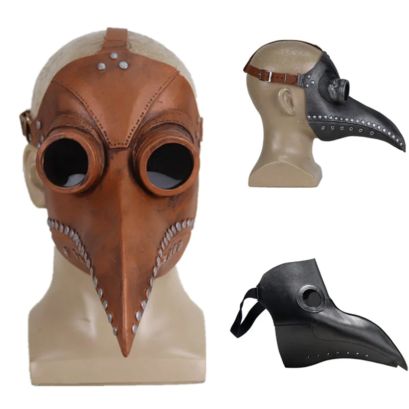 Plague Doctor Cosplay Costumes Steampunk Bird Mask Costume Fancy Dress Latex Masks Halloween Party