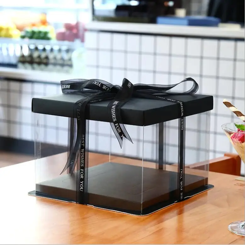22*22*23cm Quadrato Bianco Nero Blu Rosa Scatola Della Torta per la Torta Di Compleanno Confezione Regalo della Madre giorno Contenitore di Torta