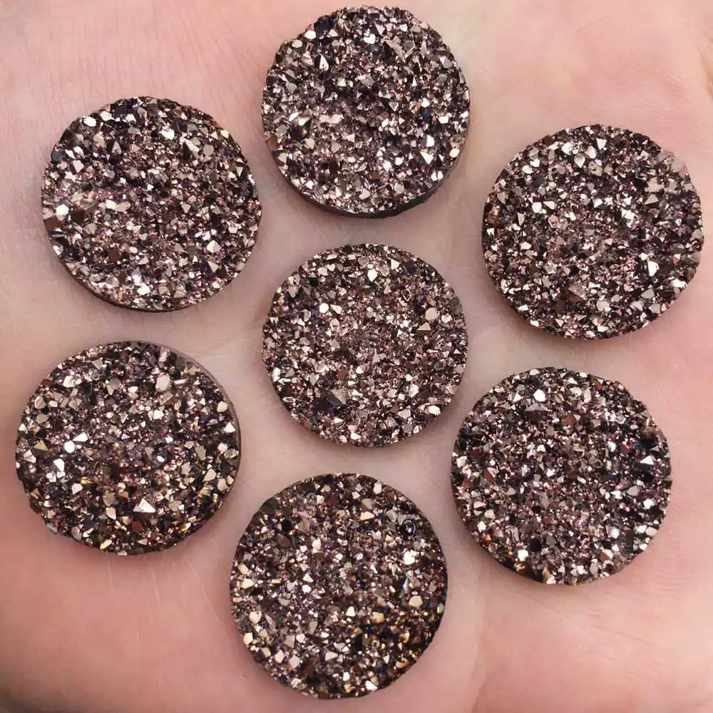 Bling AB Resin 25mm Round Ore Irregular Surface Flatback Rhinestone Buttons Appliques Ornaments DIY Wedding Scrapbook Craft L18