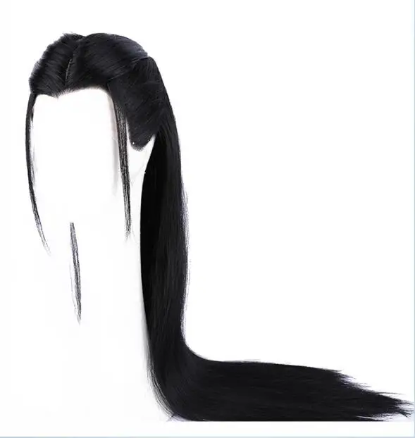 Ancient Chinese Swordsman Wig Performance Men Hanfu Photography Hair Black Cosplay