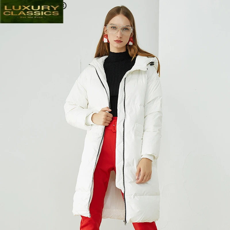 

Jacket Women Down Winter Coat Female Thick White Duck Down Jacket Woman Long Coats Warm Hooded Clothes 2021 Hiver DA85319