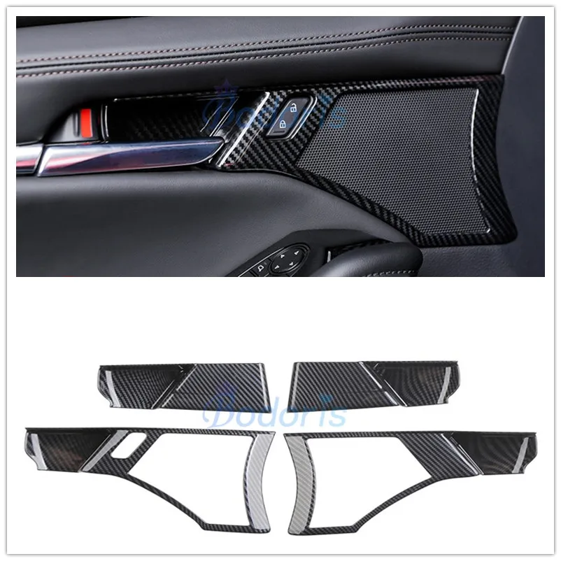 For Mazda 3 M3 Axela 2020 Interior Carbon Fiber Color Door Handle Bowl Insert Trim Grab Holder Protector Car Styling Accessories