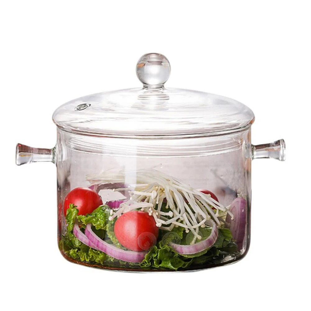 Hot Heat Resistant Borosilicate Glass Soup Pot Stockpot Transparent Soup Cooker Boil Water Instant Noodles Porridge Cooker Stock