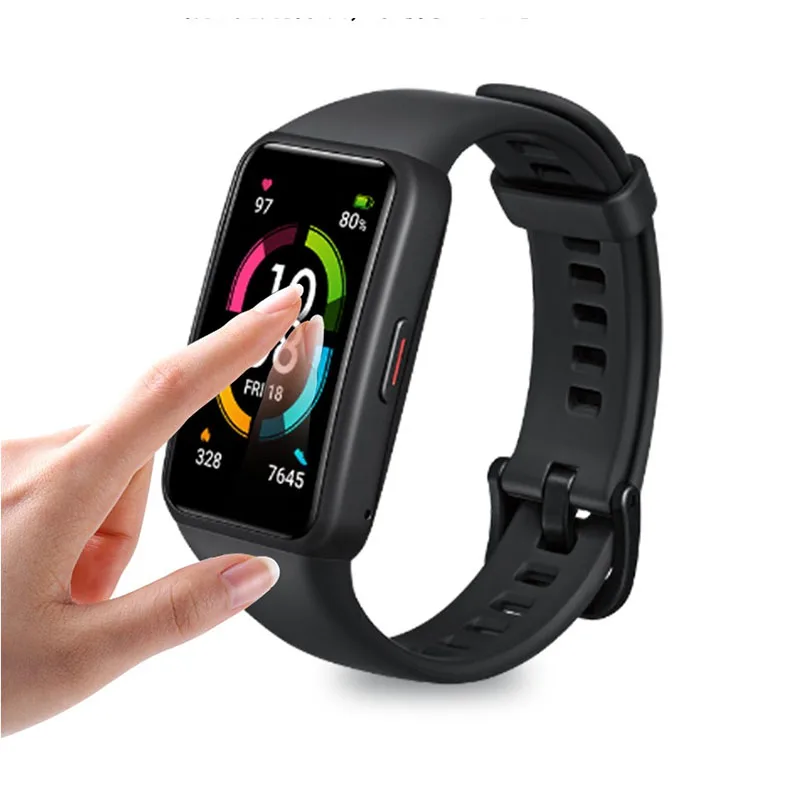 قطعتان من طبقة حماية شفافة من مادة TPU لهاتف Huawei Honor Band 6 Smartwatch غطاء كامل رفيع للغاية لهاتف Huawei Band 6 شاشة HD