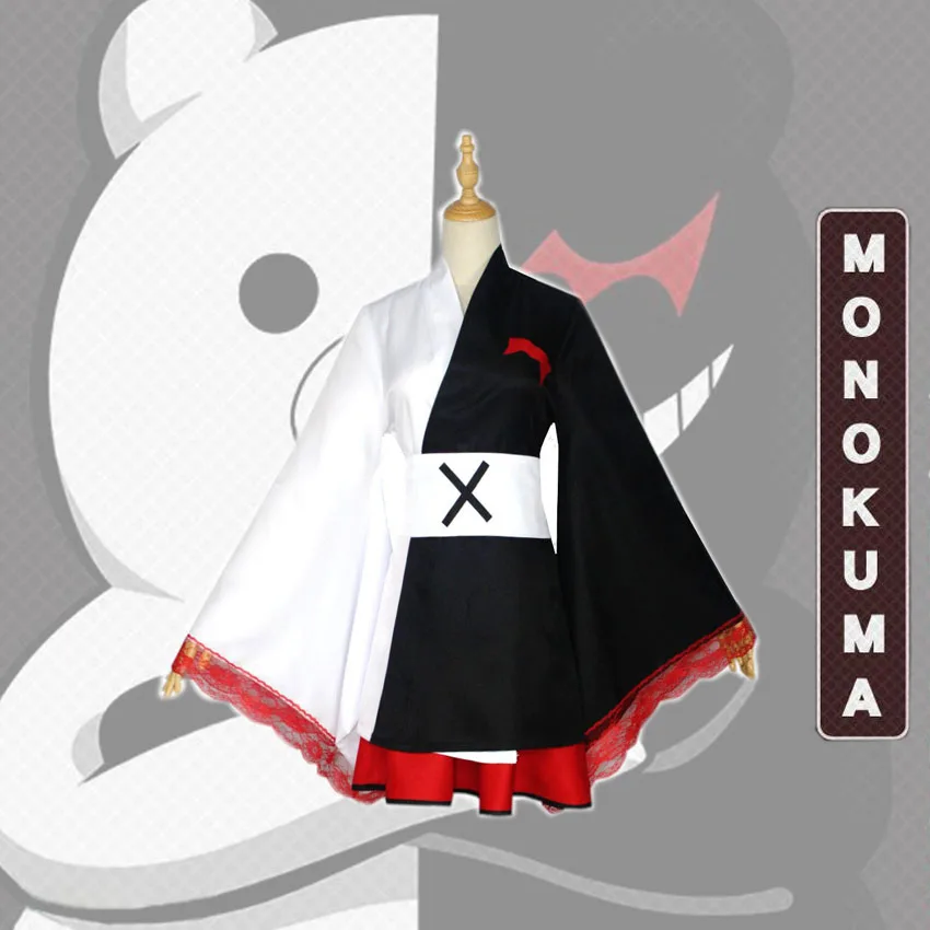 

Monokuma Cosplay Danganronpa kimono Woman's Cosplay Costume Kuma Jacket Skirt Suit Halloween Girl Anime Costume