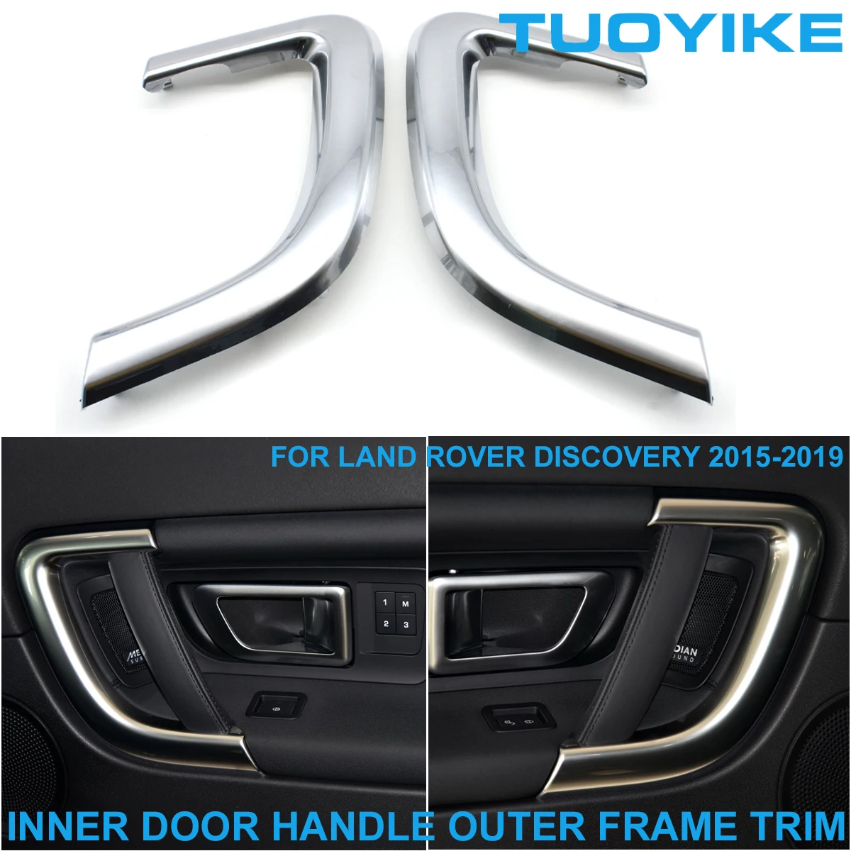 

LHD RHD Inner Interior Door Pull Handle Chrome Silver Outer Frame Trim Cover Replace For Land Rover Range Discovery 2015-2019