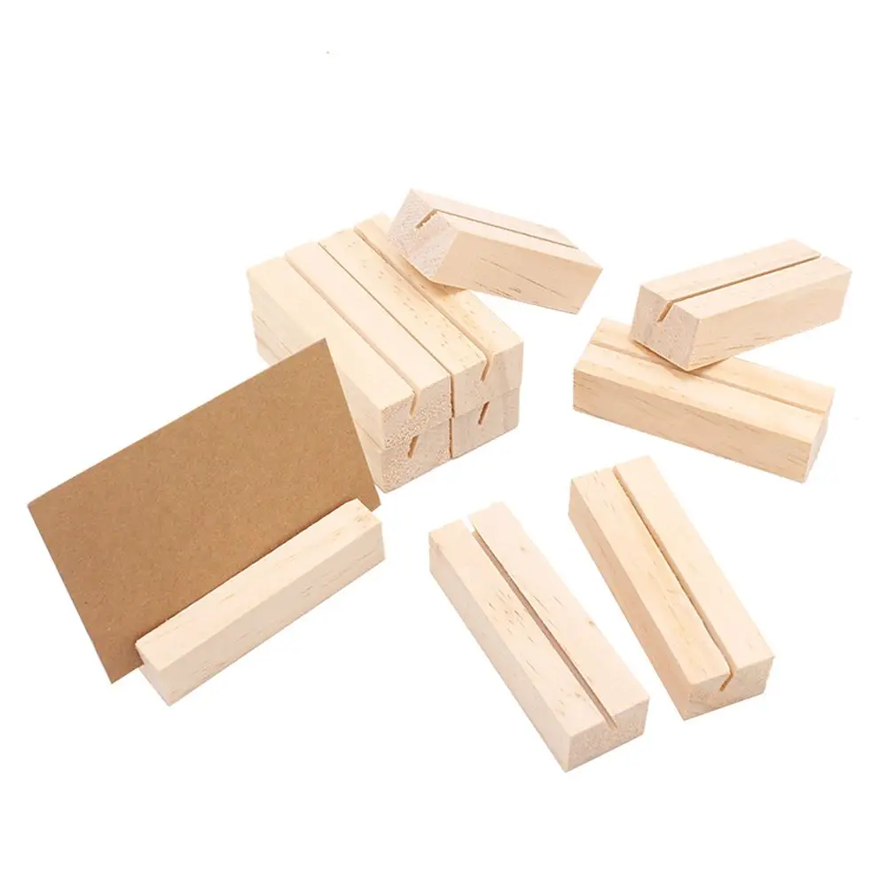 Retro Fashion Wedding Supplies Natural Wood Paper Clamp Table Numbers Holder Place Card Photos Clips Picture Frame Clamps Stand