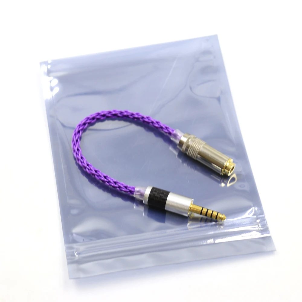 Cable de Audio morado Thouliess, Cable de 4,4 macho a 4,4 hembra, adaptador equilibrado hecho a mano para reproductor de música MP3 HIfi