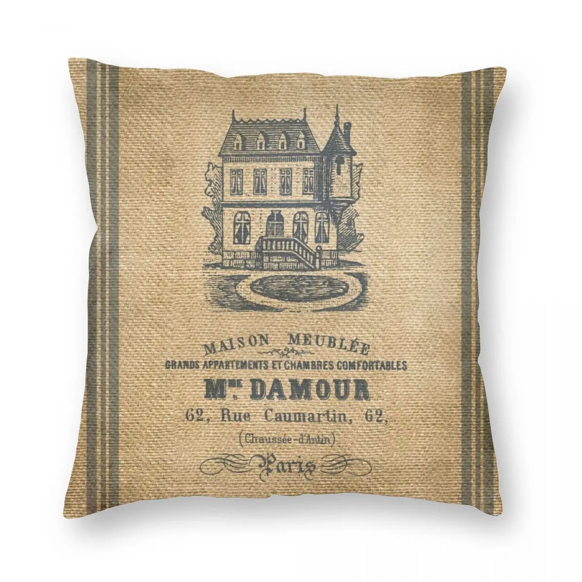 Vintage Burlap French House Design Square Pillowcase Polyester Linen Velvet Zip Decor Pillow Case Room Cushion Cover 18\