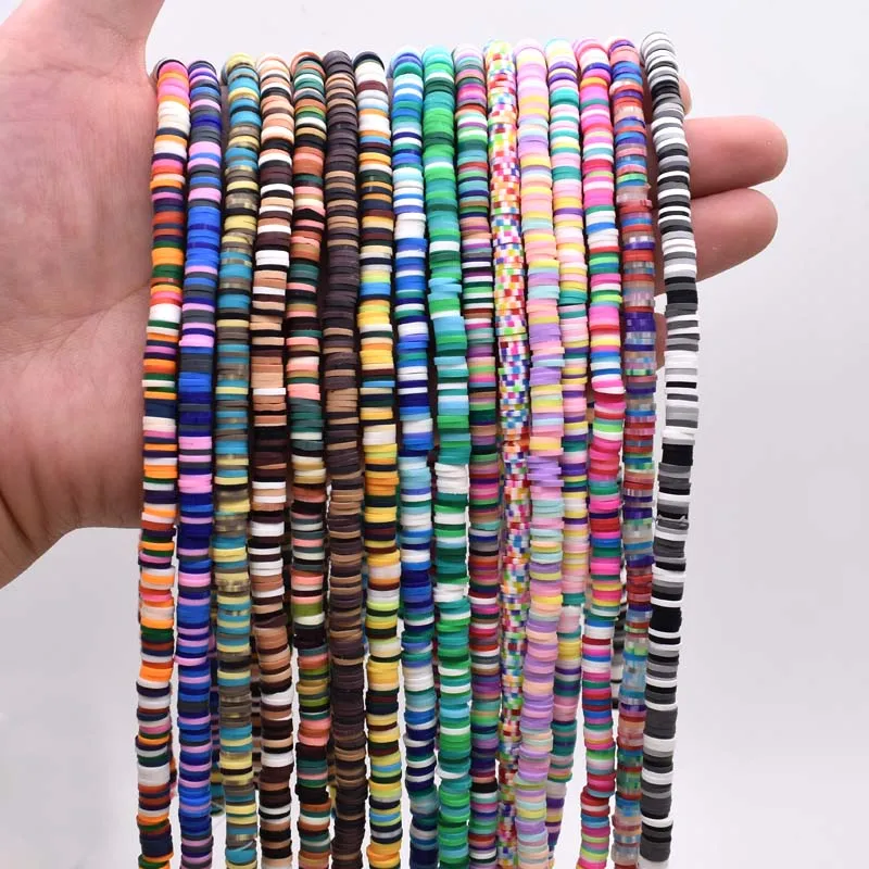 Mixed Color 6mm Flat Round Polymer Clay Beads Chip Loose Spacer Beads For DIY Jewelry Making Bracelet Handmade Finding 15inch