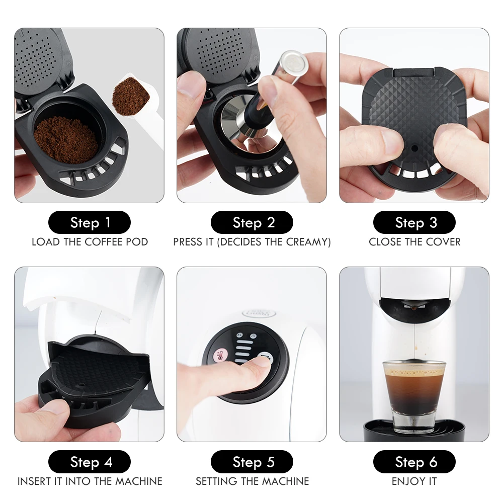 iCafilas Refillable Adapter For Dolce Gusto Coffee Capsule Milk Form Filter Pod Stainless Steel for Geino S Coffee Maker Mahcine