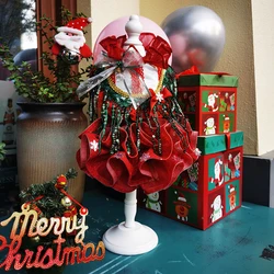 Handmade Dog Clothes Christmas Pet Dress Flounce Skirt Sequin Lace Accessories Princess One Piece Costume Festival Cat Poodle