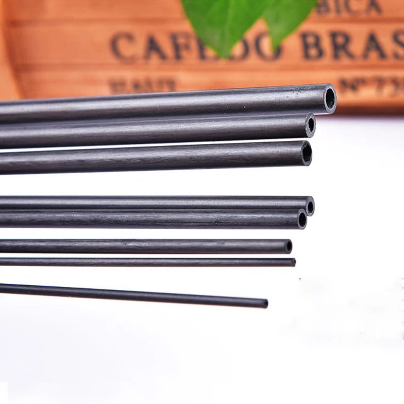 10Pcs/set Carbon Fiber Tube 2mm to 10mm Hollow Carbon Fiber Rod Carbon Tube Aircraft Fixed Rod Stiffener Round Tube DIY RC Model