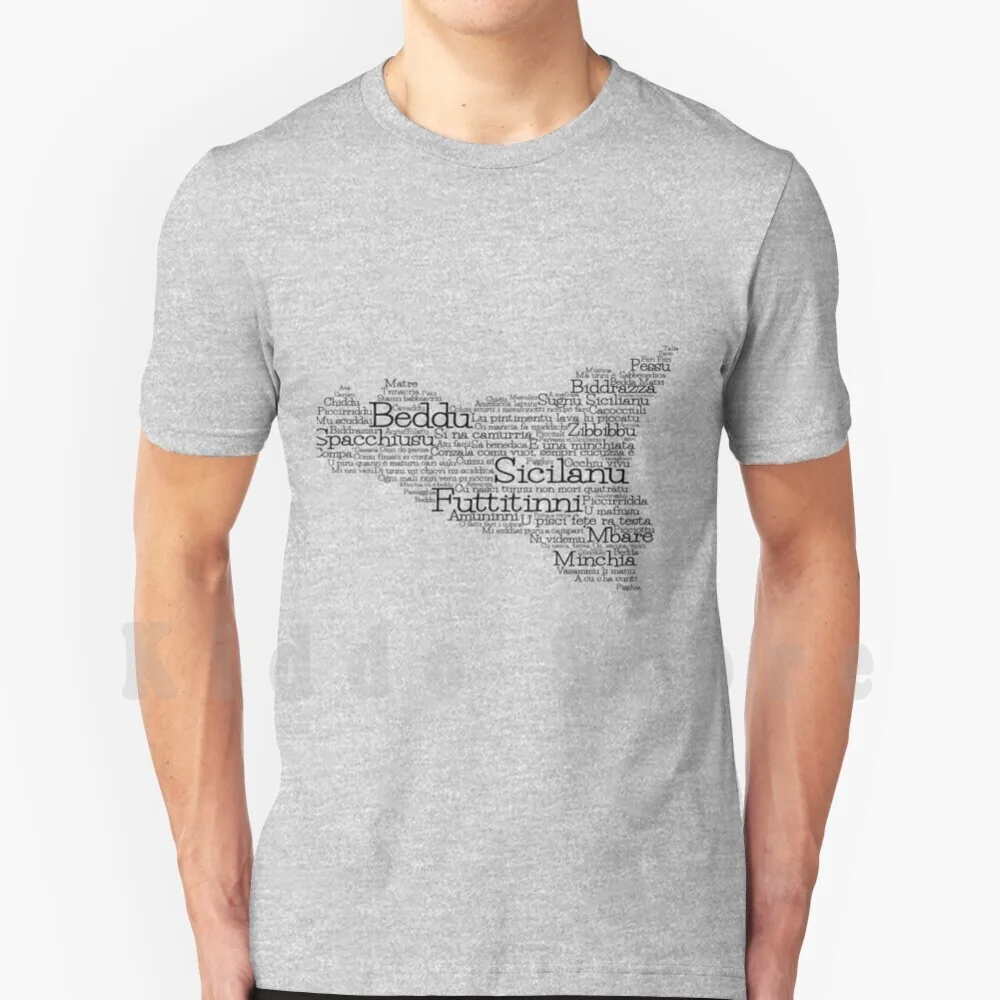 

Black And White Sicily Word Map T Shirt DIY Big Size 100% Cotton Sicily Sicilliano Sicilia Italy Travel Souvenir Language Map