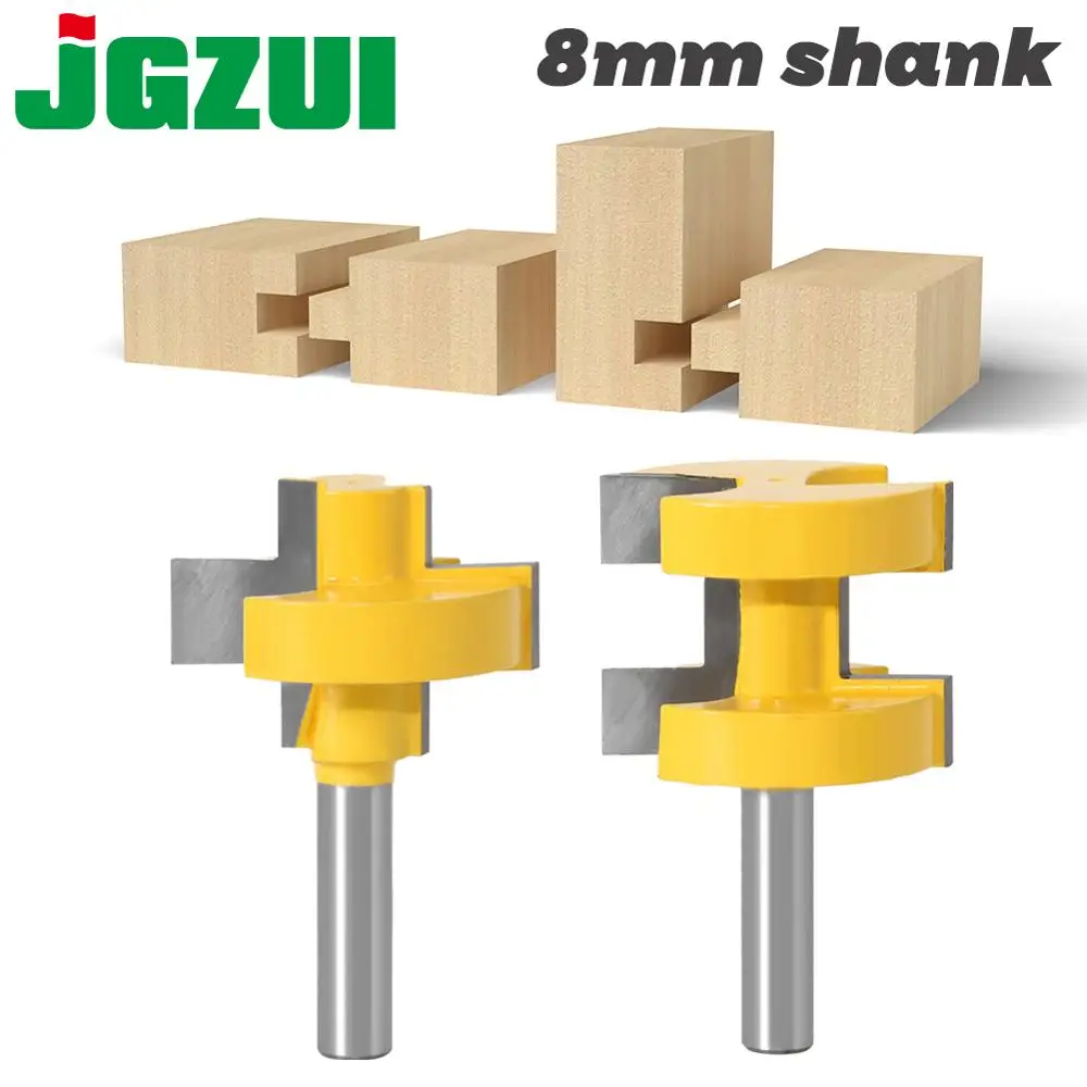 2pcs 8MM 12MM Shank 1/2” Shank T-Slot Square Tooth Tenon Milling Cutter Carving Knife Router Bits for Wood Tool Woodworking